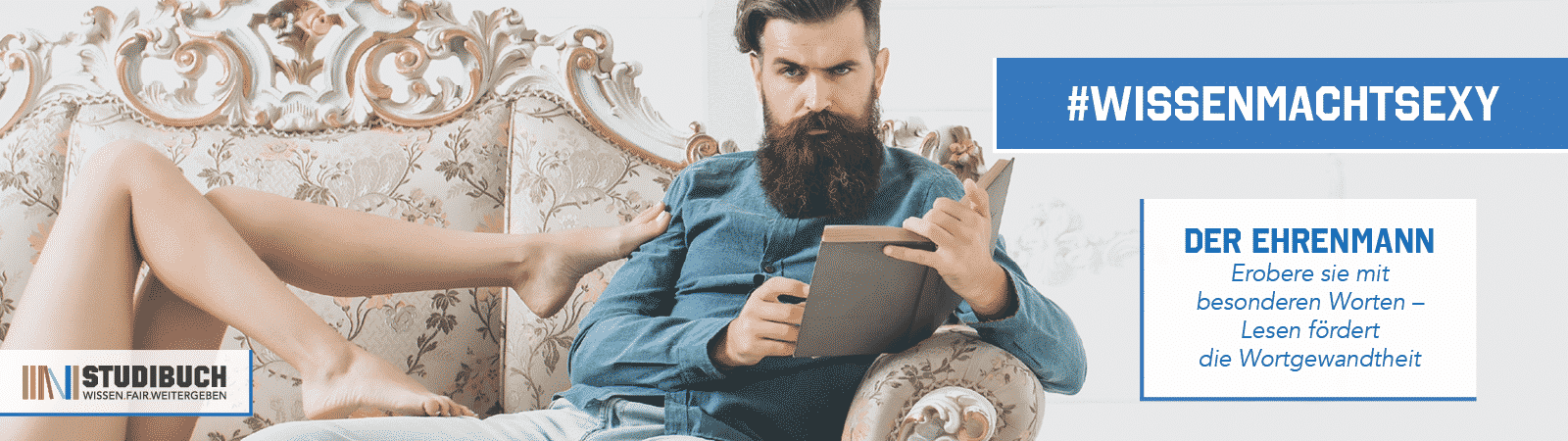 Mann mit Bart und Buch